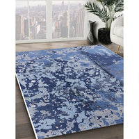 Mid-Century Modern Sapphire Blue Oriental Rug, urb1098