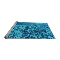Sideview of Machine Washable Oriental Light Blue Industrial Rug, wshurb1098lblu