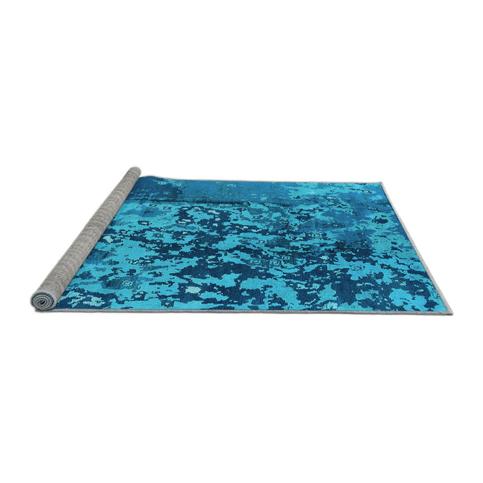 Sideview of Machine Washable Oriental Light Blue Industrial Rug, wshurb1098lblu