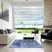 Square Machine Washable Industrial Modern Sapphire Blue Rug in a Living Room, wshurb1098