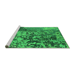 Sideview of Machine Washable Oriental Green Industrial Area Rugs, wshurb1098grn