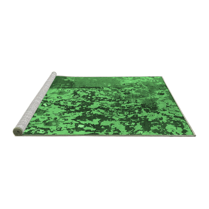 Sideview of Machine Washable Oriental Emerald Green Industrial Area Rugs, wshurb1098emgrn