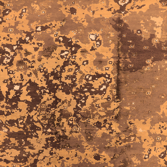 Square Machine Washable Oriental Orange Industrial Area Rugs, wshurb1098org