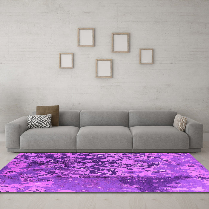 Machine Washable Oriental Pink Industrial Rug in a Living Room, wshurb1098pnk