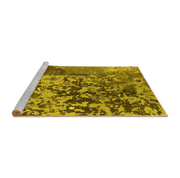 Sideview of Machine Washable Oriental Yellow Industrial Rug, wshurb1098yw