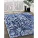 Mid-Century Modern Sapphire Blue Oriental Rug in Family Room, urb1098