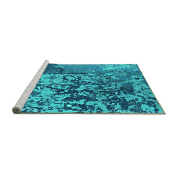 Sideview of Machine Washable Oriental Turquoise Industrial Area Rugs, wshurb1098turq