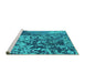 Sideview of Machine Washable Oriental Turquoise Industrial Area Rugs, wshurb1098turq