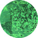 Round Oriental Green Industrial Rug, urb1098grn