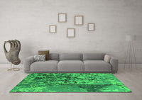 Machine Washable Oriental Green Industrial Rug, wshurb1098grn