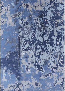 Machine Washable Industrial Modern Sapphire Blue Rug, wshurb1098