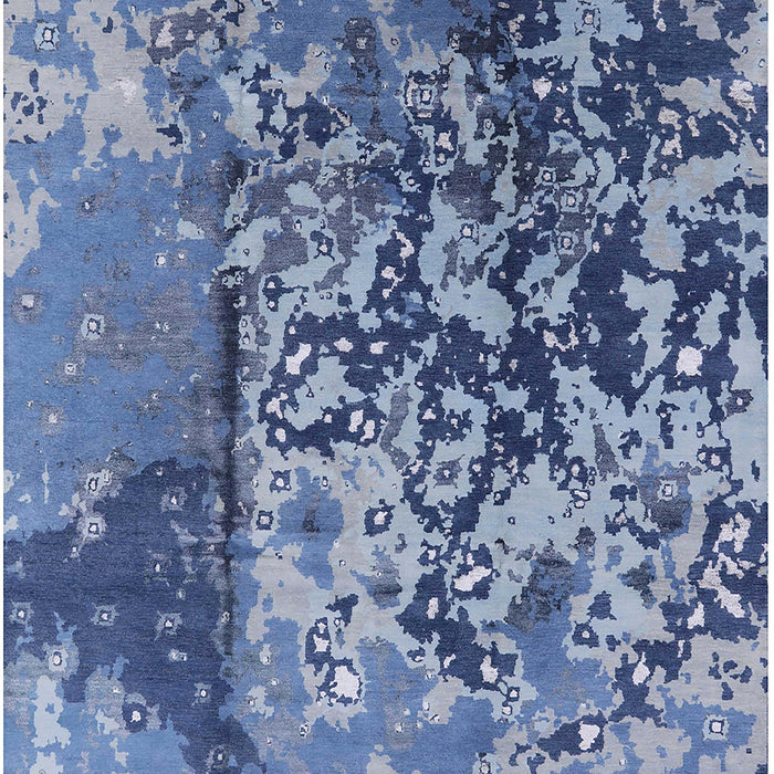 Machine Washable Industrial Modern Sapphire Blue Rug, wshurb1098