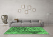 Machine Washable Oriental Emerald Green Industrial Area Rugs in a Living Room,, wshurb1098emgrn