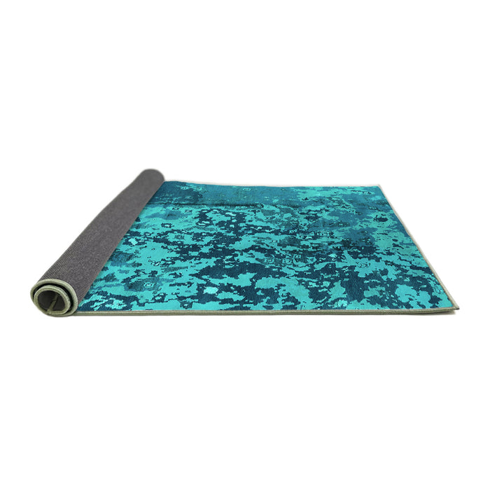 Sideview of Oriental Turquoise Industrial Rug, urb1098turq