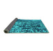 Sideview of Oriental Turquoise Industrial Rug, urb1098turq