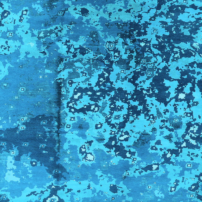 Square Machine Washable Oriental Light Blue Industrial Rug, wshurb1098lblu