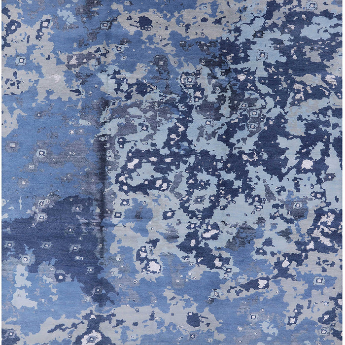 Square Machine Washable Industrial Modern Sapphire Blue Rug, wshurb1098