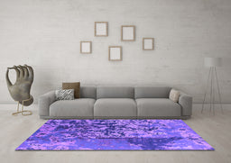 Machine Washable Oriental Purple Industrial Area Rugs in a Living Room, wshurb1098pur