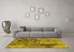 Machine Washable Oriental Yellow Industrial Rug in a Living Room, wshurb1098yw