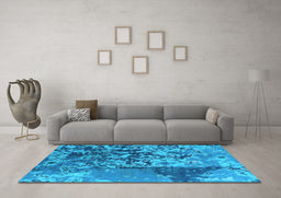 Machine Washable Oriental Light Blue Industrial Rug in a Living Room, wshurb1098lblu
