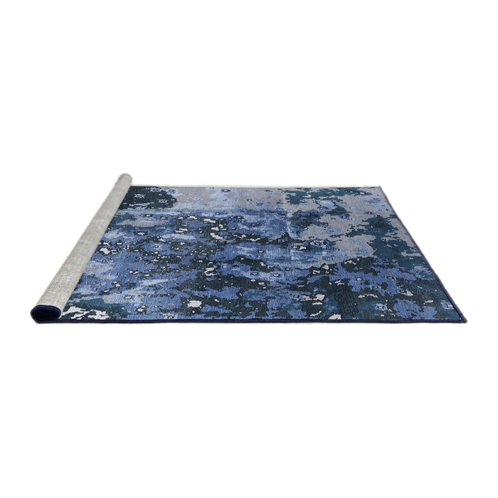 Sideview of Machine Washable Industrial Modern Columbia Blue Rug, wshurb1099