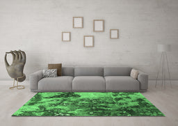 Machine Washable Oriental Emerald Green Industrial Area Rugs in a Living Room,, wshurb1099emgrn