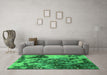 Machine Washable Oriental Green Industrial Area Rugs in a Living Room,, wshurb1099grn