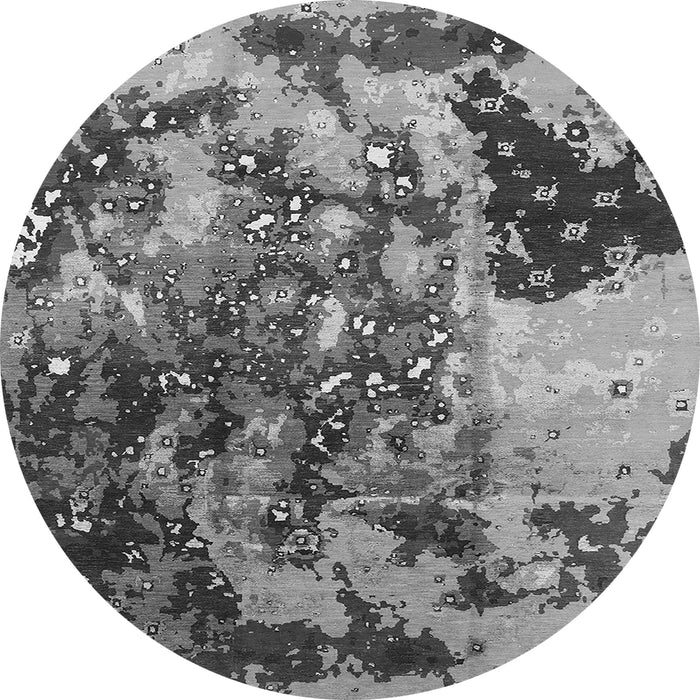 Round Machine Washable Oriental Gray Industrial Rug, wshurb1099gry