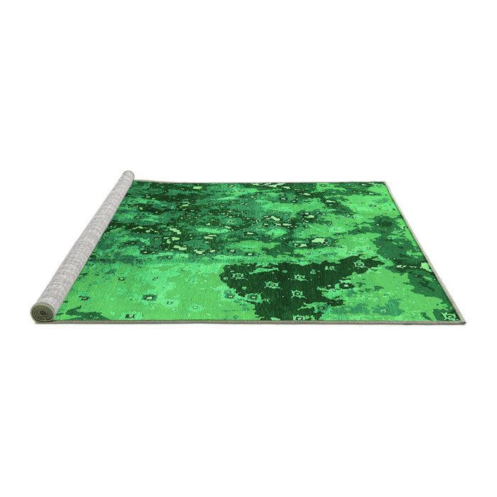 Sideview of Machine Washable Oriental Green Industrial Area Rugs, wshurb1099grn