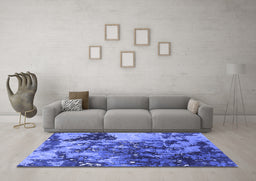 Machine Washable Oriental Blue Industrial Rug in a Living Room, wshurb1099blu