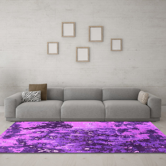 Machine Washable Oriental Pink Industrial Rug in a Living Room, wshurb1099pnk