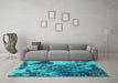 Machine Washable Oriental Turquoise Industrial Area Rugs in a Living Room,, wshurb1099turq