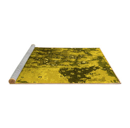 Sideview of Machine Washable Oriental Yellow Industrial Rug, wshurb1099yw