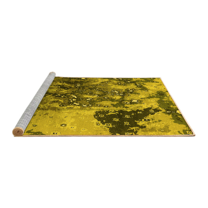 Sideview of Machine Washable Oriental Yellow Industrial Rug, wshurb1099yw