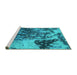 Sideview of Machine Washable Oriental Turquoise Industrial Area Rugs, wshurb1099turq