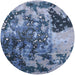 Round Mid-Century Modern Columbia Blue Oriental Rug, urb1099