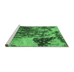 Sideview of Machine Washable Oriental Emerald Green Industrial Area Rugs, wshurb1099emgrn