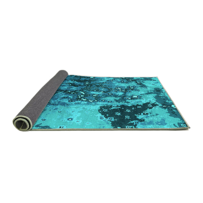 Sideview of Oriental Turquoise Industrial Rug, urb1099turq