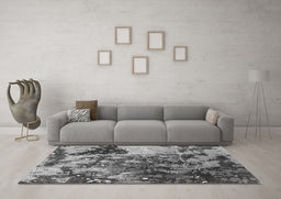 Machine Washable Oriental Gray Industrial Rug in a Living Room,, wshurb1099gry