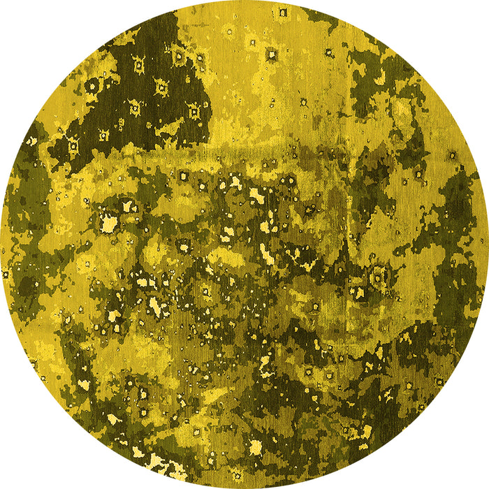 Round Oriental Yellow Industrial Rug, urb1099yw