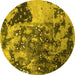 Round Oriental Yellow Industrial Rug, urb1099yw