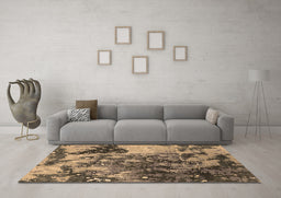 Machine Washable Oriental Brown Industrial Rug in a Living Room,, wshurb1099brn