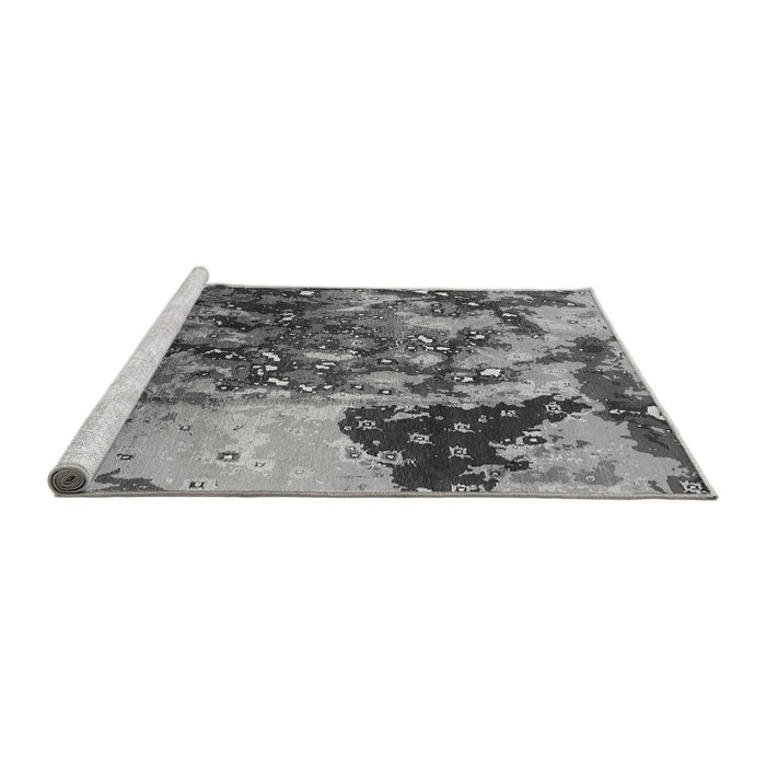 Sideview of Machine Washable Oriental Gray Industrial Rug, wshurb1099gry