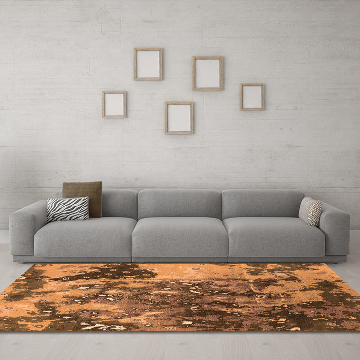 Machine Washable Oriental Orange Industrial Area Rugs in a Living Room, wshurb1099org