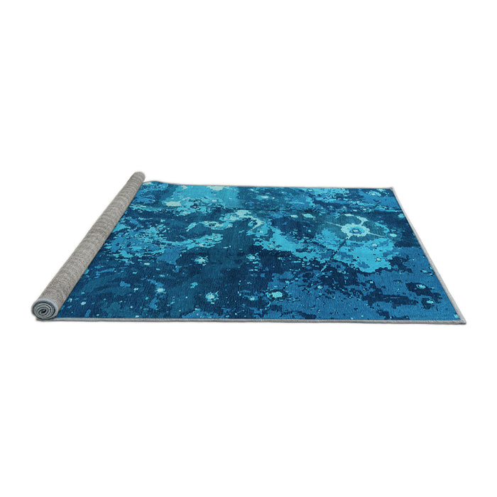 Sideview of Machine Washable Oriental Light Blue Industrial Rug, wshurb1100lblu