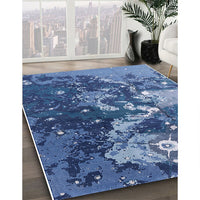 Mid-Century Modern Blue Oriental Rug, urb1100