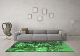 Machine Washable Oriental Emerald Green Industrial Area Rugs in a Living Room,, wshurb1100emgrn