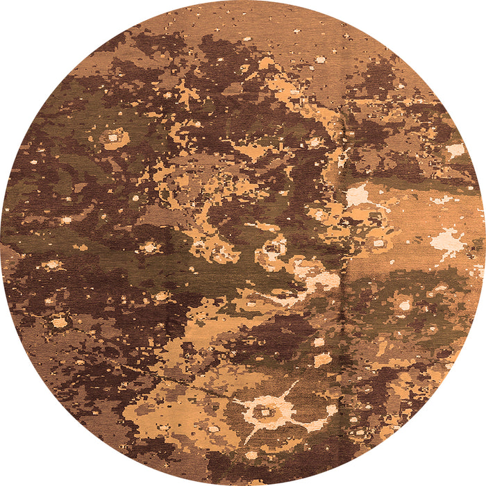 Round Machine Washable Oriental Orange Industrial Area Rugs, wshurb1100org