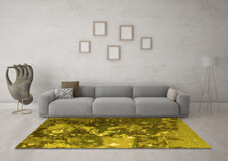 Machine Washable Oriental Yellow Industrial Rug in a Living Room, wshurb1100yw