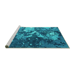 Sideview of Machine Washable Oriental Turquoise Industrial Area Rugs, wshurb1100turq